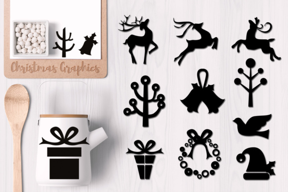Christmas Day Black Silhouette for Crafts