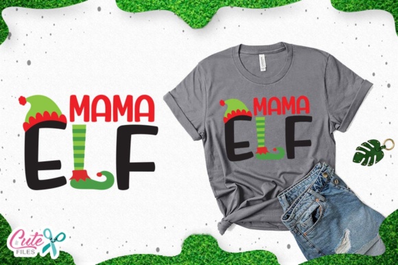 Mama Elf Christmas Cut Files for T-Shirt Designs