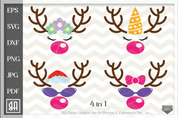 Reindeer Girl Face for Crafts