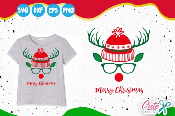 Reinder Face, Santa Hat Svg