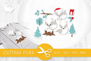 White Christmas Foxes: A Crafts Graphic Design Asset for Modern Content